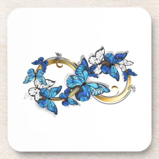 Symbool oneindigheid van Blauwe Morpho Vlinders Bier Onderzetter (Voorkant)