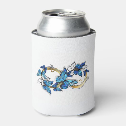 Symbool oneindigheid van blauwe Morpho vlinders Blikjeskoeler (Blikje Voorkant)