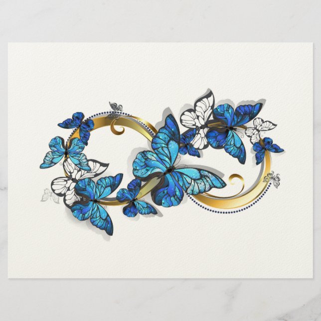 Symbool oneindigheid van blauwe Morpho vlinders Briefhoofd (Voorkant)