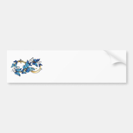 Symbool oneindigheid van Blauwe Morpho Vlinders Bumpersticker (Voorkant)