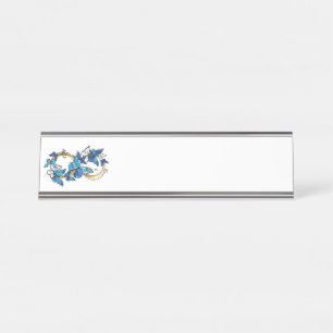Symbool oneindigheid van Blauwe Morpho Vlinders Bureau Naambordje