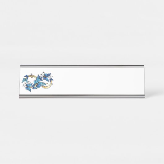 Symbool oneindigheid van Blauwe Morpho Vlinders Bureau Naambordje (Voorkant)