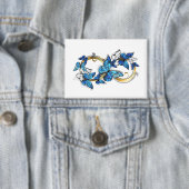 Symbool oneindigheid van blauwe Morpho vlinders Button (Insitu)