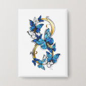 Symbool oneindigheid van Blauwe Morpho Vlinders Button (Voorkant)
