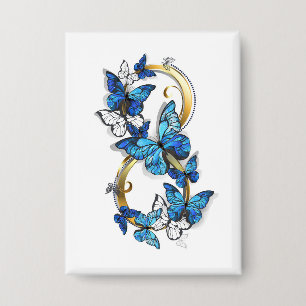 Symbool oneindigheid van Blauwe Morpho Vlinders Button