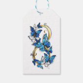 Symbool oneindigheid van blauwe Morpho vlinders Cadeaulabel (Achterkant)