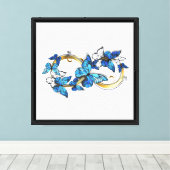 Symbool oneindigheid van Blauwe Morpho Vlinders Canvas Afdruk (Insitu (Houten vloer))