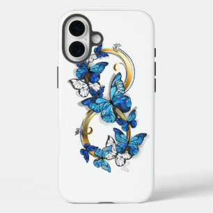 Symbool oneindigheid van blauwe Morpho vlinders iPhone 16 Plus Hoesje