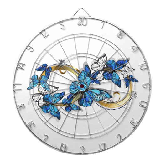Symbool oneindigheid van blauwe Morpho vlinders Dartbord (Voorkant)