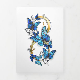 Symbool oneindigheid van Blauwe Morpho Vlinders Drieluik Kaart