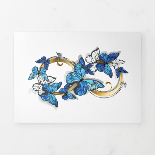 Symbool oneindigheid van blauwe Morpho vlinders Drieluik Uitnodiging (Cover)