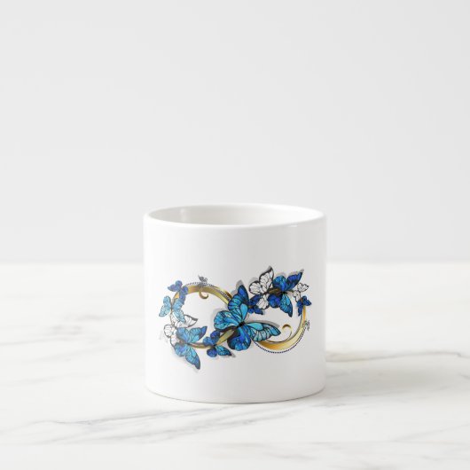 Symbool oneindigheid van Blauwe Morpho Vlinders Espresso Kop (Voorkant)