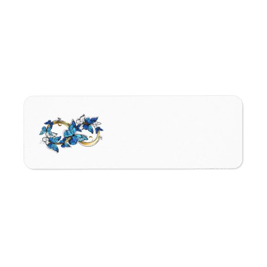 Symbool oneindigheid van Blauwe Morpho Vlinders Etiket (Voorkant)
