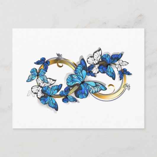 Symbool oneindigheid van Blauwe Morpho Vlinders Feestdagenkaart (Voorkant)