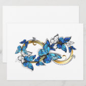 Symbool oneindigheid van blauwe Morpho vlinders Feestdagenkaart (Voorkant / Achterkant)