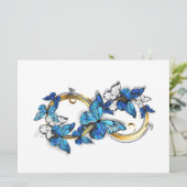 Symbool oneindigheid van blauwe Morpho vlinders Feestdagenkaart (Staand voorkant)