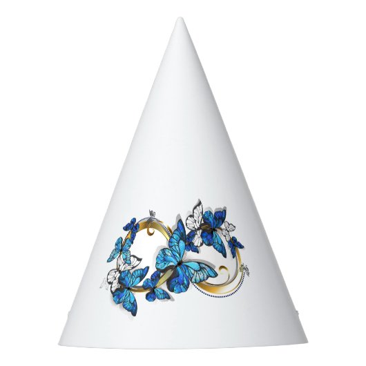 Symbool oneindigheid van Blauwe Morpho Vlinders Feesthoedjes (Voorkant)