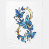 Symbool oneindigheid van blauwe Morpho vlinders Fleece Deken (Voorkant)