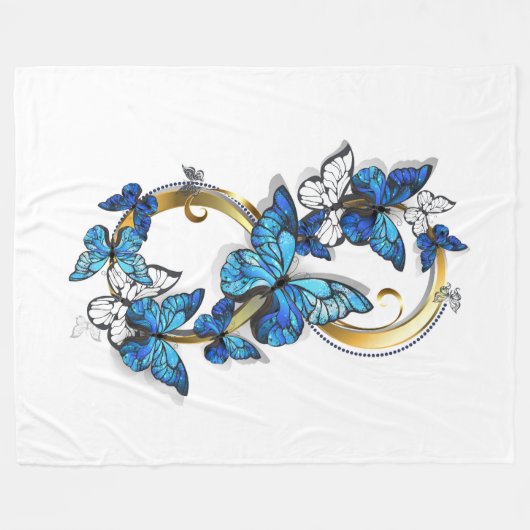Symbool oneindigheid van blauwe Morpho vlinders Fleece Deken (Voorkant (Horizontaal))