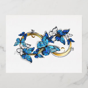 Symbool oneindigheid van Blauwe Morpho Vlinders Folie Feestdagen Briefkaart