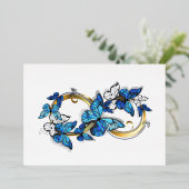 Symbool oneindigheid van blauwe Morpho vlinders Folie Uitnodiging (Staand Voorkant)