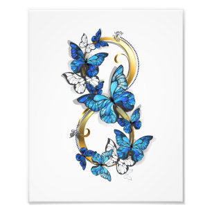 Symbool oneindigheid van Blauwe Morpho Vlinders Foto Afdruk