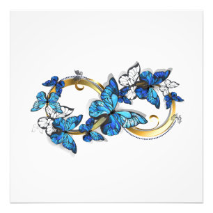 Symbool oneindigheid van blauwe Morpho vlinders Foto Afdruk