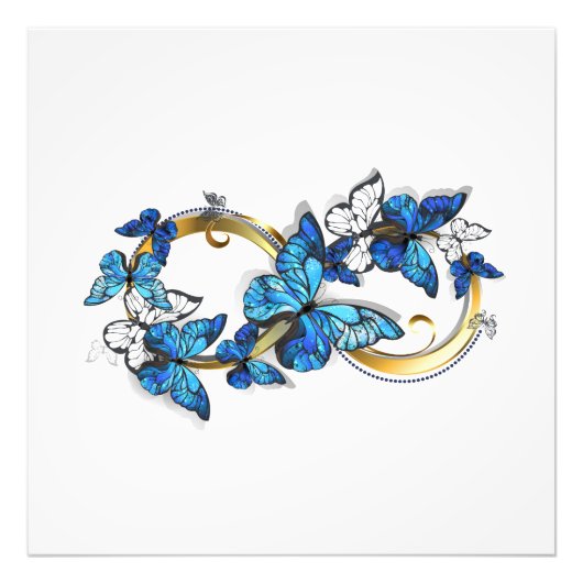 Symbool oneindigheid van blauwe Morpho vlinders Foto Afdruk (Voorkant)