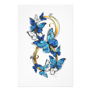 Symbool oneindigheid van Blauwe Morpho Vlinders Foto Afdruk