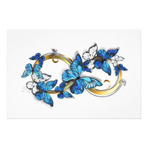 Symbool oneindigheid van blauwe Morpho vlinders Foto Afdruk