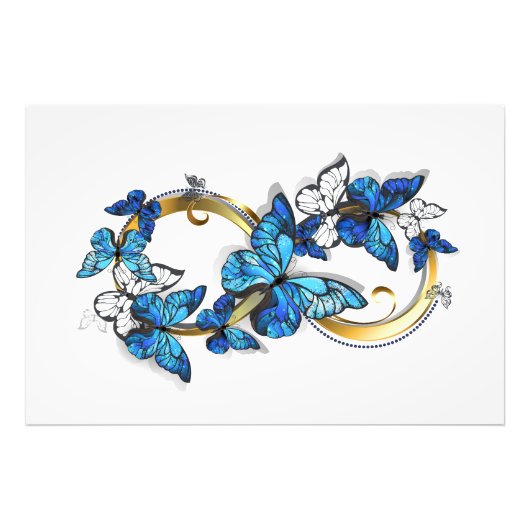 Symbool oneindigheid van blauwe Morpho vlinders Foto Afdruk (Voorkant)