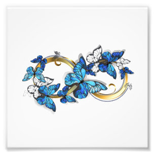 Symbool oneindigheid van blauwe Morpho vlinders Foto Afdruk