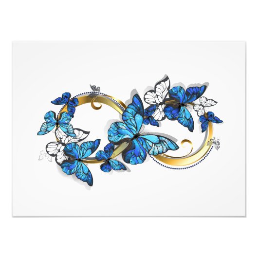 Symbool oneindigheid van blauwe Morpho vlinders Foto Afdruk (Voorkant)