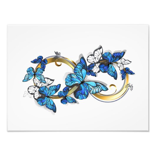 Symbool oneindigheid van blauwe Morpho vlinders Foto Afdruk (Voorkant)
