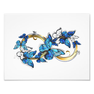 Symbool oneindigheid van blauwe Morpho vlinders Foto Afdruk