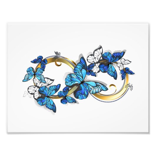 Symbool oneindigheid van blauwe Morpho vlinders Foto Afdruk (Voorkant)