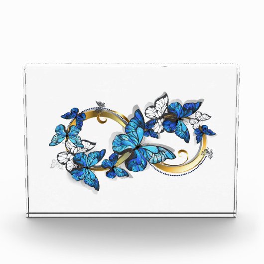 Symbool oneindigheid van Blauwe Morpho Vlinders Fotoblokken (Voorkant)