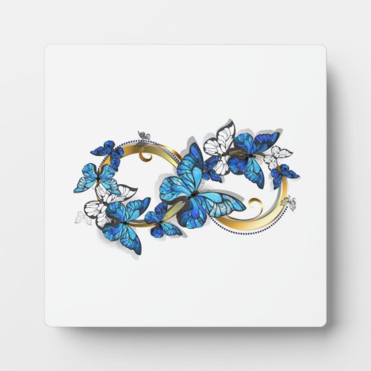Symbool oneindigheid van blauwe Morpho vlinders Fotoplaat (Voorkant)