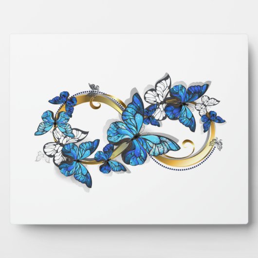Symbool oneindigheid van Blauwe Morpho Vlinders Fotoplaat (Voorkant)