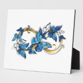 Symbool oneindigheid van Blauwe Morpho Vlinders Fotoplaat (Zijkant)