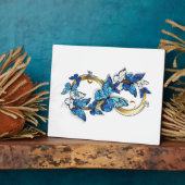 Symbool oneindigheid van Blauwe Morpho Vlinders Fotoplaat (Zijkant)