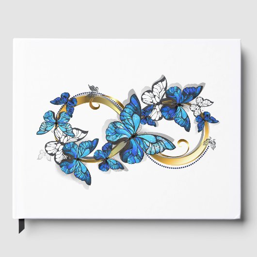 Symbool oneindigheid van Blauwe Morpho Vlinders Gastenboek (Voorkant)
