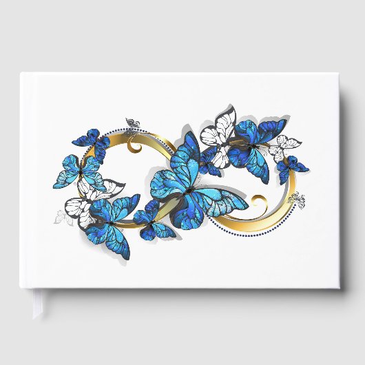 Symbool oneindigheid van blauwe Morpho vlinders Gastenboek (Voorkant)