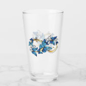 Symbool oneindigheid van blauwe Morpho vlinders Glas (Achterkant)