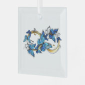 Symbool oneindigheid van Blauwe Morpho Vlinders Glas Ornament (Voorkant links)