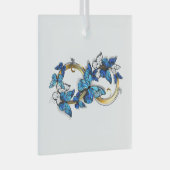 Symbool oneindigheid van Blauwe Morpho Vlinders Glas Ornament (Voorkant Rechts)