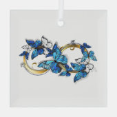 Symbool oneindigheid van Blauwe Morpho Vlinders Glas Ornament (Achterkant)
