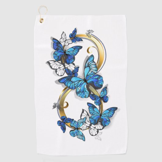Symbool oneindigheid van blauwe Morpho vlinders Golfhanddoek (Voorkant)
