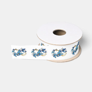 Symbool oneindigheid van Blauwe Morpho Vlinders Grosgrain Lint