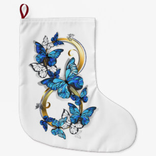 Symbool oneindigheid van Blauwe Morpho Vlinders Grote Kerstsok